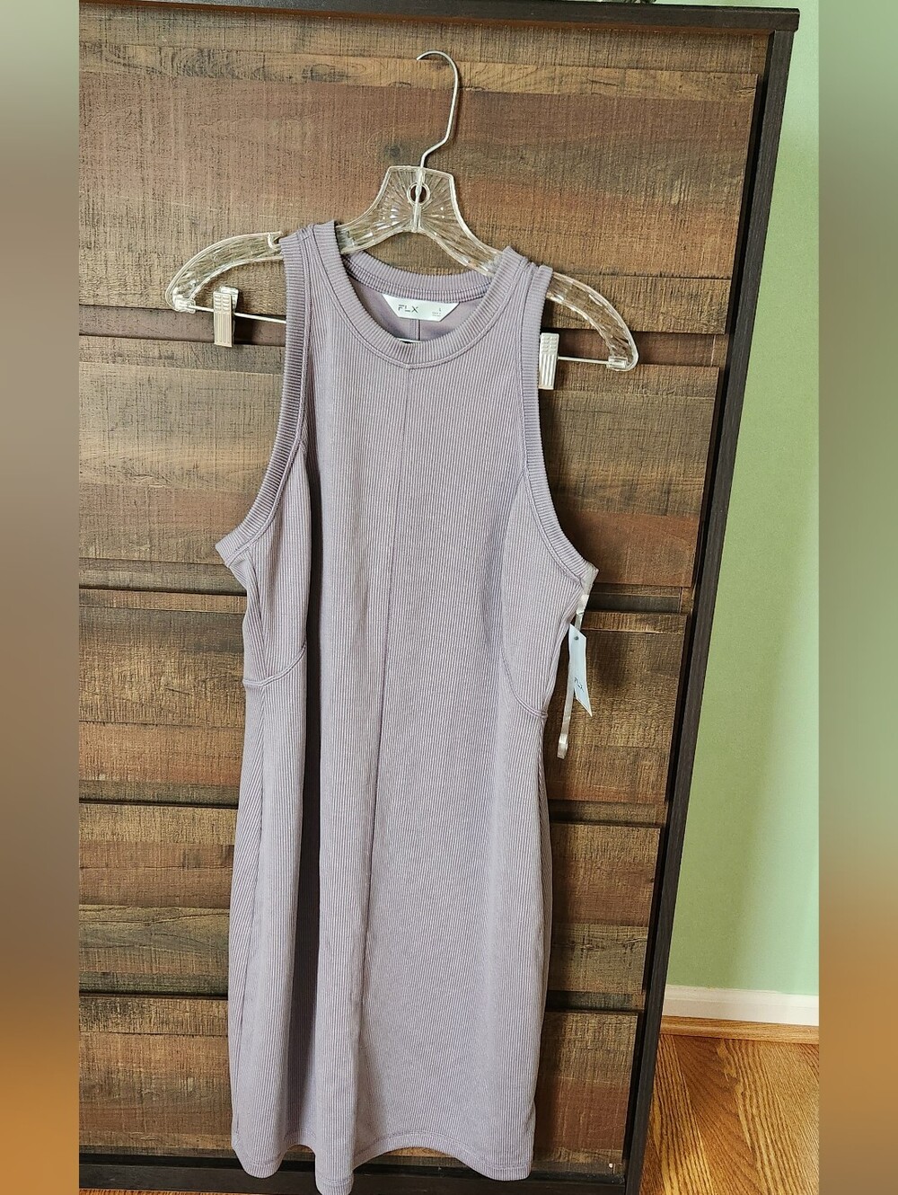 NWT FLX Ribbed Tank Dress in Gray, Sz L